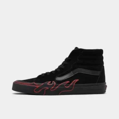 Vans Sk8-Hi Flame Suede Casual Shoes Black/Black/Dark Red - 005UJY09 001