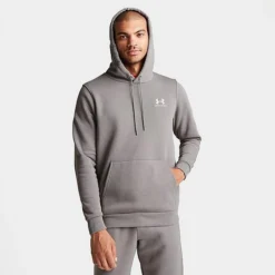 Men's Under Armour Essential Fleece Hoodie Pewter/White - 1373880 294