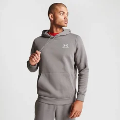 Men's Under Armour Essential Fleece Hoodie Pewter/White - 1373880 294 -Sports Fashion 1373880 294 M3