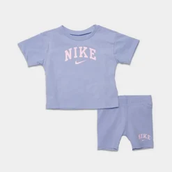 Girls' Infant Nike T-Shirt And Bike Shorts Set Light Blue - 16K755 U8K