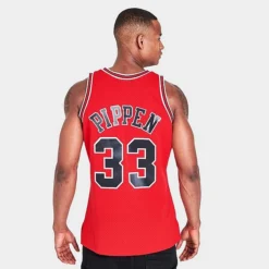 Men's Mitchell & Ness Chicago Bulls NBA Scottie Pippen Swingman Jersey Black/Red - 18153CBU CBU