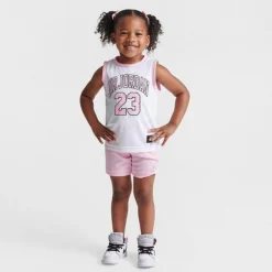 Nike Girls' Toddler Jordan AJ23 Jersey And Shorts Set White/Pink - 257559 A9Y