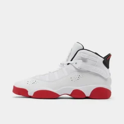 Nike Big Kids' Jordan 6 Rings Basketball Shoes White/University Red/Black - 323419 160