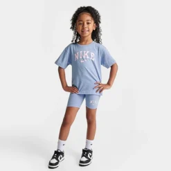 Girls' Little Kids' Nike T-Shirt And Bike Shorts Set Light Blue - 36K755 U8K