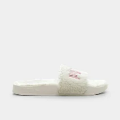 Women's Puma Leadcat 2.0 Sherpa Slide Sandals Marshmallow/Rose Gold - 38516101 100