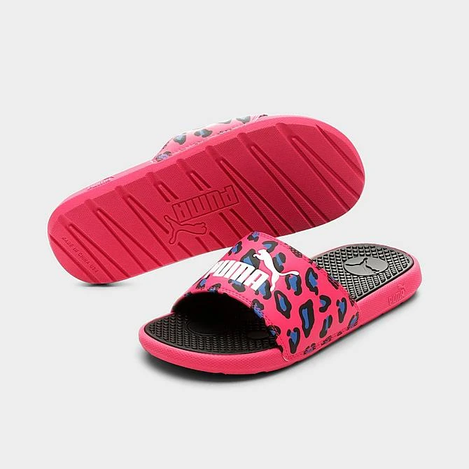 Girls' Big Kids' Puma Cool Cat Summer Roar Slide Sandals Beetroot Purple/Puma Black/Victoria Blue - 38590401 500 2 Girls' Big Kids' Puma Cool Cat Summer Roar Slide Sandals Beetroot Purple/Puma Black/Victoria Blue - 38590401 500 - Image 2