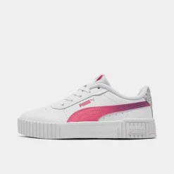 Girls' Little Kids' Puma Carina 2.0 Casual Shoes White/Pink/Silver - 39387701 100