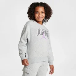 Nike Girls' Jordan Jumpman Crewneck Sweatshirt Light Grey Heather - 45C367 G2H -Sports Fashion 45C367 G2H M3