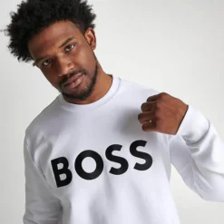 Men's Hugo Boss Salbo Crewneck Sweatshirt White/Black - 50482898 100 -Sports Fashion 50482898 100 M5