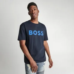 Men's Hugo Boss Logo Print T-Shirt Dark Blue - 50483774 402 -Sports Fashion 50483774 402 M3