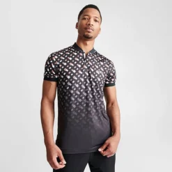 Men's Hugo Boss X Matteo Berrettini Monogram Print Polo Shirt Black/Gold - 50487725 001 -Sports Fashion 50487725 001 M3