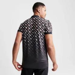 Men's Hugo Boss X Matteo Berrettini Monogram Print Polo Shirt Black/Gold - 50487725 001 -Sports Fashion 50487725 001 M4