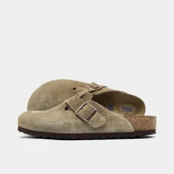 Men's Birkenstock Boston Soft Footbed Clogs Taupe - 560771 250