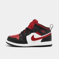 Nike Boys' Toddler Air Jordan Retro 1 Mid Casual Shoes Black/Fire Red/White - 640735 079