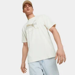 Men's Puma Essentials Better Relaxed Graphic T-Shirt Natural - 67329799 380