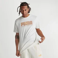 Men's Puma Sportswear Logo T-Shirt White/Beige - 67712465 100 -Sports Fashion 67712465 100 M3