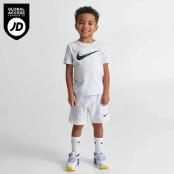 Kids' Toddler Nike Sportswear Double Swoosh T-Shirt And Shorts Set Football Grey/Dark Grey Heather - 76J416 X58