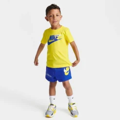 Kids' Toddler Nike HBR Icon T-Shirt And Shorts Set Yellow/Blue - 76K435 U89