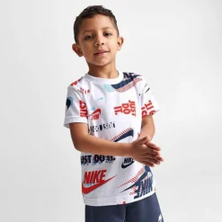 Kids' Toddler Nike Active Joy T-Shirt And Shorts Set White/Midnight Navy - 76K471 BAK -Sports Fashion 76K471 BAK M3