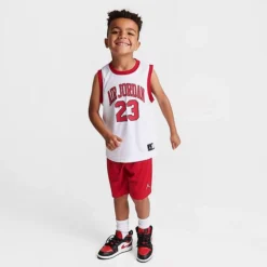 Nike Boys' Little Kids' Jordan HBR Muscle Tank And Shorts Set White/Red - 857559 R78