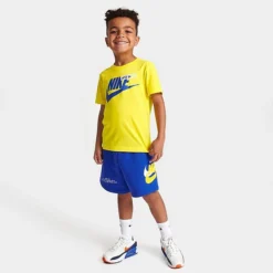 Little Kids' Nike HBR Icon T-Shirt And Shorts Set Yellow/Blue - 86K435 U89