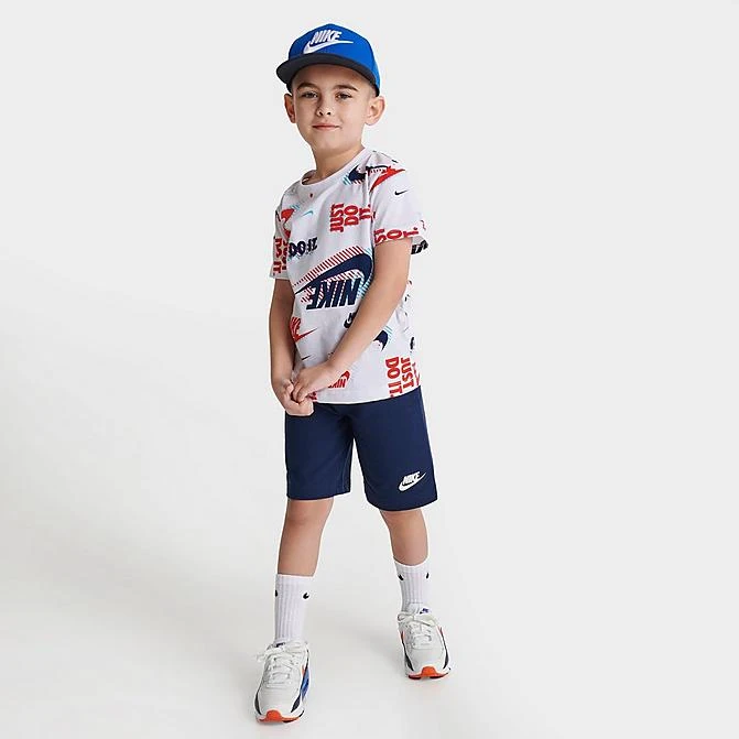 Little Kids' Nike Active Joy T-Shirt And Shorts Set White/Midnight Navy - 86K471 BAK 1 Little Kids' Nike Active Joy T-Shirt And Shorts Set White/Midnight Navy - 86K471 BAK