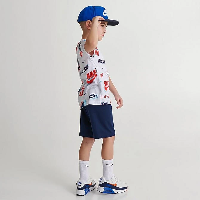 Little Kids' Nike Active Joy T-Shirt And Shorts Set White/Midnight Navy - 86K471 BAK 2 Little Kids' Nike Active Joy T-Shirt And Shorts Set White/Midnight Navy - 86K471 BAK - Image 2