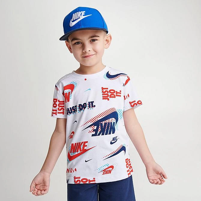 Little Kids' Nike Active Joy T-Shirt And Shorts Set White/Midnight Navy - 86K471 BAK 3 Little Kids' Nike Active Joy T-Shirt And Shorts Set White/Midnight Navy - 86K471 BAK - Image 3
