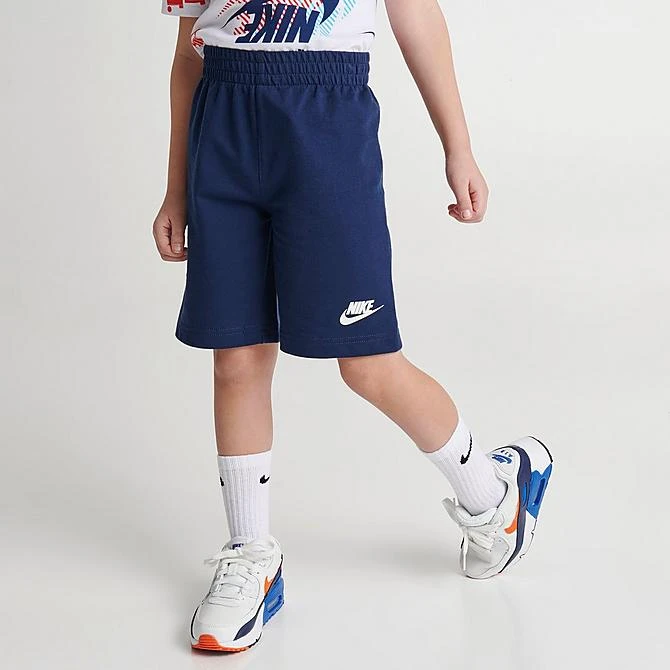 Little Kids' Nike Active Joy T-Shirt And Shorts Set White/Midnight Navy - 86K471 BAK 4 Little Kids' Nike Active Joy T-Shirt And Shorts Set White/Midnight Navy - 86K471 BAK - Image 4