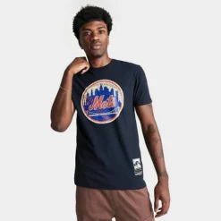 Men's Mitchell & Ness New York Mets MLB Logo Graphic T-Shirt Navy - 9NYMNAVY 001