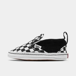 Infant Vans Checker Slip-On V Crib Shoes Black/White - A2XSLFB7 001