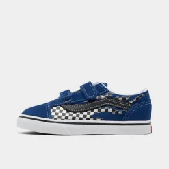 Kids' Toddler Vans Reflect Check Flame Old Skool Casual Shoes True Blue - A4VJJ7WM 401