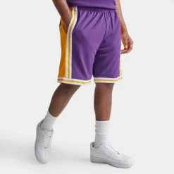 Men's Mitchell & Ness Los Angeles Lakers NBA 1996-97 Away Swingman Basketball Shorts Purple/Gold - ALPURP84 LAL