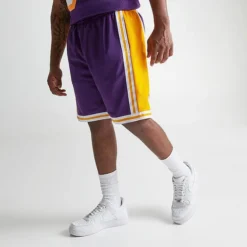 Men's Mitchell & Ness Los Angeles Lakers NBA 1996-97 Away Swingman Basketball Shorts Purple/Gold - ALPURP84 LAL -Sports Fashion ALPURP84 LAL M3