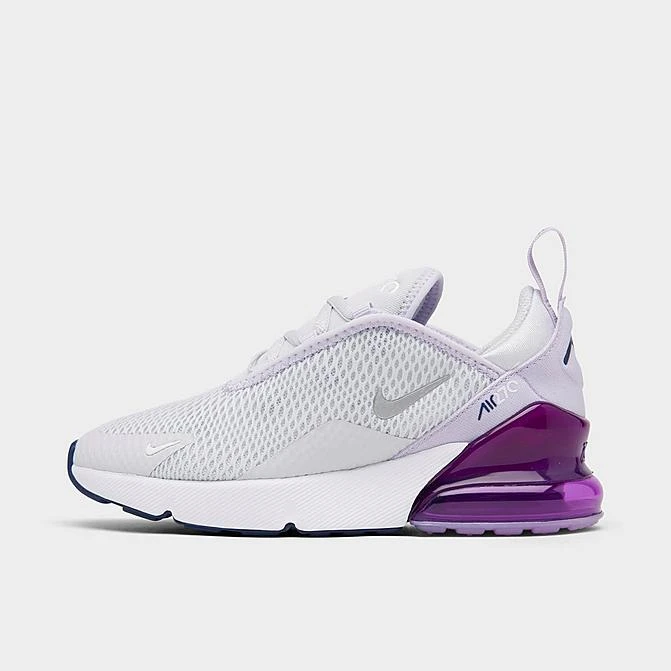 Girls' Little Kids' Nike Air Max 270 Casual Shoes Pure Platinum/Violet Frost/Midnight Navy/Metallic Silver - AO2372G 023 1 Girls' Little Kids' Nike Air Max 270 Casual Shoes Pure Platinum/Violet Frost/Midnight Navy/Metallic Silver - AO2372G 023