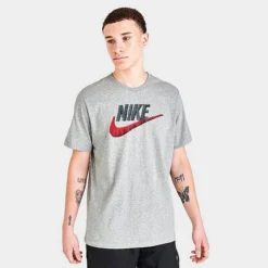 Nike Sportswear Brand Mark T-Shirt Dark Grey Heather/Black/Habanero Red - AR4993 063