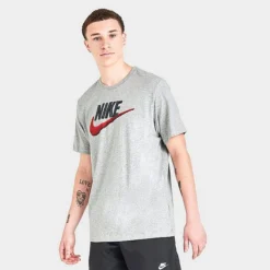 Nike Sportswear Brand Mark T-Shirt Dark Grey Heather/Black/Habanero Red - AR4993 063 -Sports Fashion AR4993 063 M3