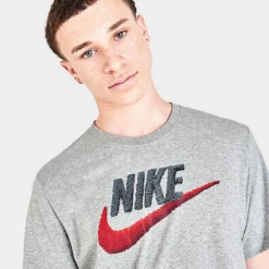Nike Sportswear Brand Mark T-Shirt Dark Grey Heather/Black/Habanero Red - AR4993 063 -Sports Fashion AR4993 063 M5