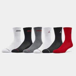 Nike Kids' Jordan Legend 6-Pack Crew Socks Black/White/Red - B9R343Â RK2