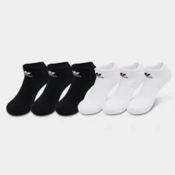 Adidas Originals Trefoil Casual Cushioned No-Show Socks (6-Pack) Black/White - BH6435 WBK