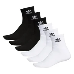 Adidas Originals Trefoil Casual Cushioned Quarter Socks (6-Pack) Black/White - BH6436 WBK -Sports Fashion BH6436 WBK M2