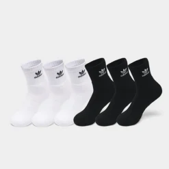 Adidas Originals Trefoil Casual Cushioned Quarter Socks (6-Pack) Black/White - BH6436 WBK