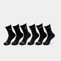 Nike Little Kids' Jordan Crew Socks (6-Pack) Black - BJ0343Â 023