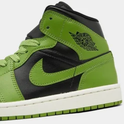 Nike Women's Air Jordan Retro 1 Mid Casual Shoes Black/Altitude Green/Sail - BQ6472 031 -Sports Fashion BQ6472 031 P3