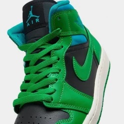 Nike Women's Air Jordan Retro 1 Mid Casual Shoes Black/Lucky Green/Aquatone/Sail - BQ6472 033 -Sports Fashion BQ6472 033 P3