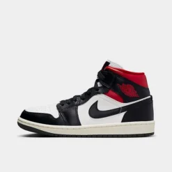 Nike Women's Air Jordan Retro 1 Mid Casual Shoes Black/Gym Red/Sail - BQ6472 061