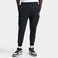 Men's Nike Sportswear Club Fleece Cargo Jogger Pants Black/Black/White - CD3129 010
