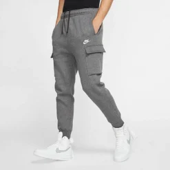 Men's Nike Sportswear Club Fleece Cargo Jogger Pants Charcoal Heather/Anthracite/White - CD3129 071