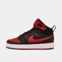 Big Kids' Nike Court Borough Mid 2 Casual Shoes Black/White/University Red - CD7782B 003