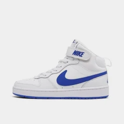 Big Kids' Nike Court Borough Mid 2 Casual Shoes White/Royal - CD7782B 113
